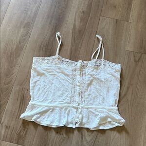 O'Neill White Lace Button-Front Camisole